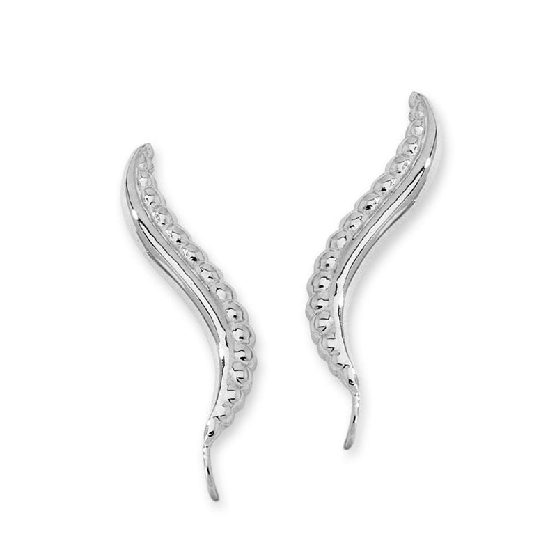 Silver Beaded Edge Ear PIn Earrings