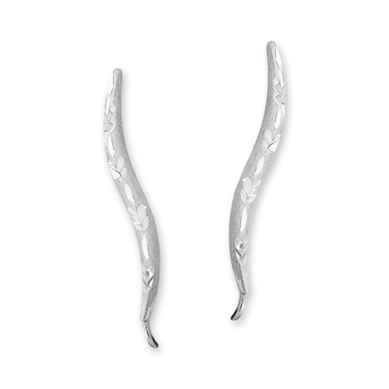 Silver Diamond Cut Ear PIn Earrings - Large Version