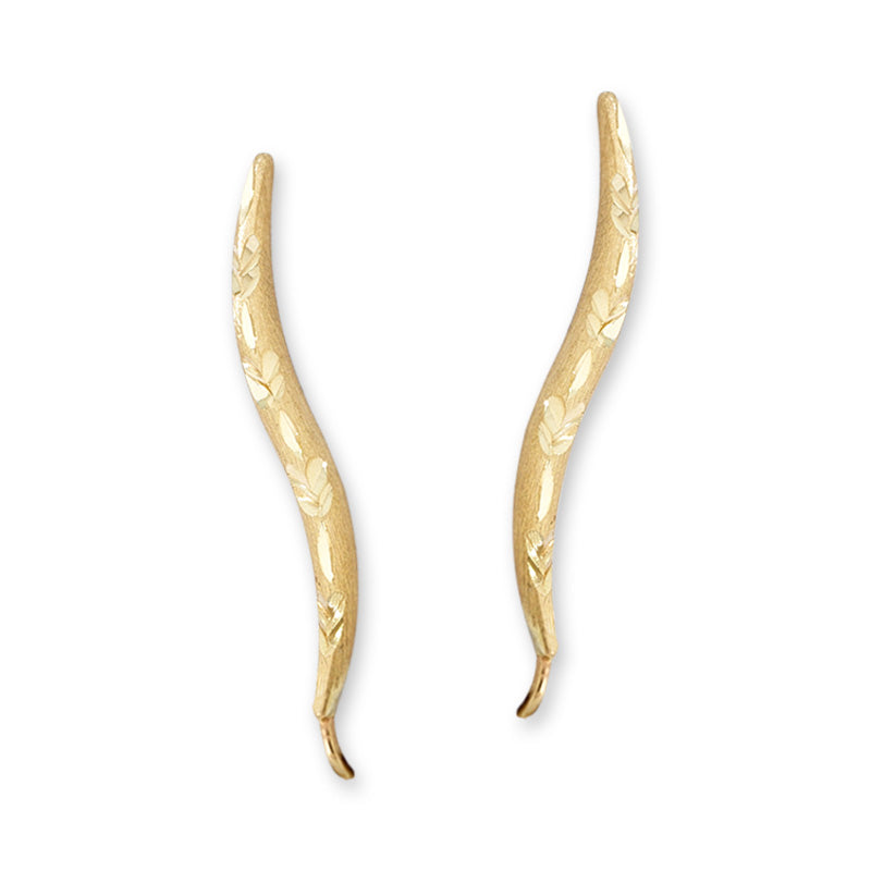 Gold Diamond Cut Ear PIn Earrings - Large Version