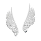 Sterling Silver Angel Wing Ear Pin Earrings - Large Size