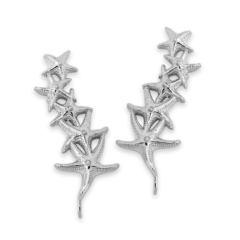 Ear Climbers Starfish Ear Pin Earrings Sterling Silver