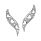 Ear Climbers Heart Center Ear Pin Earrings Sterling Silver - Long Version
