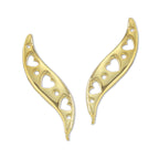 Ear Climbers Heart Center Ear Pin Earrings 18k Gold Over Silver - Long Version
