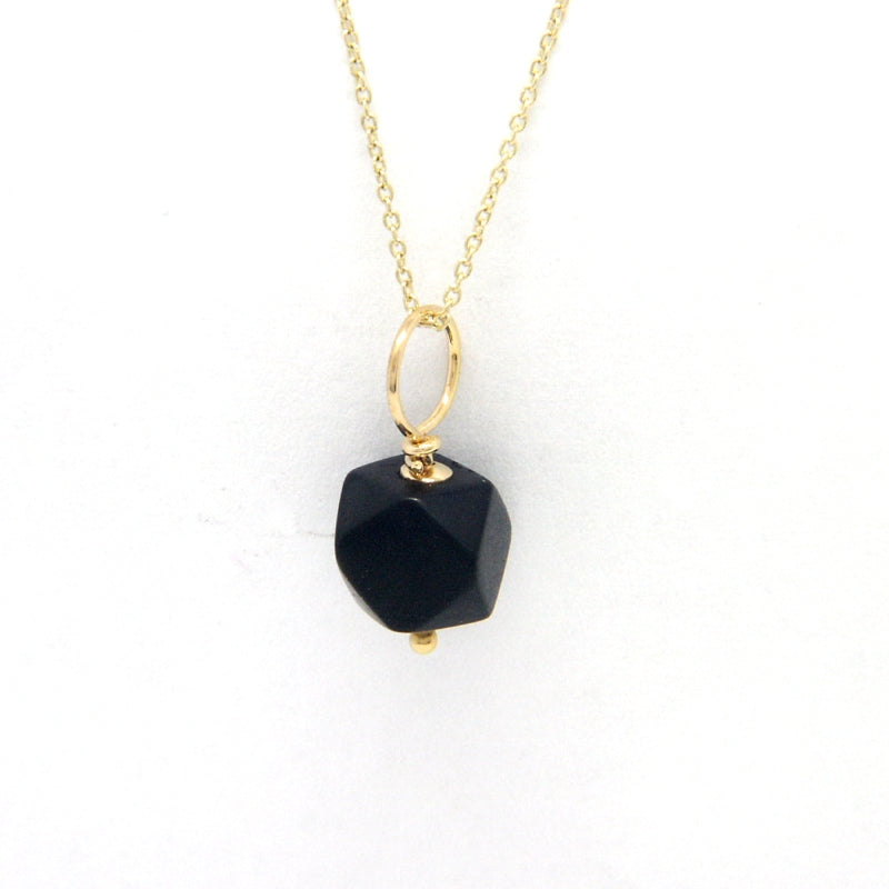 Jet Azabache Pendant 6mm Size Gold Over Sterling Silver