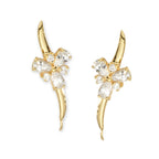 14k Yellow Gold Cubic Zirconia Pears Ear Pin Earrings