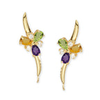 14kt Yellow Gold Amethyst, Peridot, Citrine, and Cubic Zirconia Ear Pin Earrings