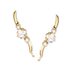 14k Yellow Gold Cubic Zirconia Princess Cut Ear Pin Earrings