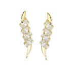 14k Yellow Gold Cubic Zirconia Ovals Ear Pin Earrings