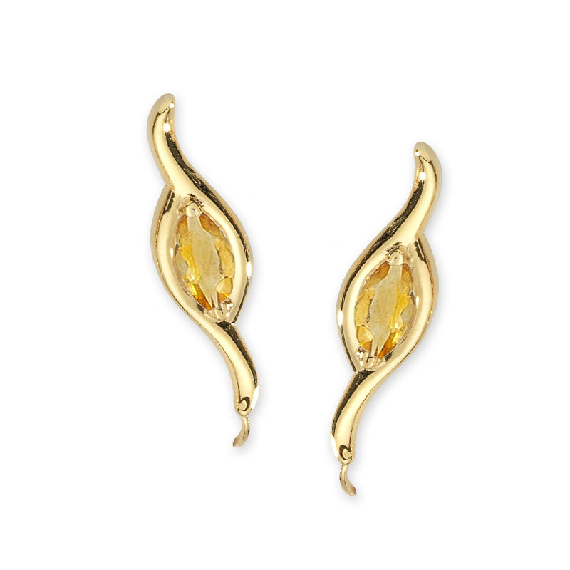 14k Yellow Gold Citrine Large Marquise Ear Pin Earrings