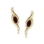 14k Yellow Gold Garnet Large Marquise Ear Pin Earrings