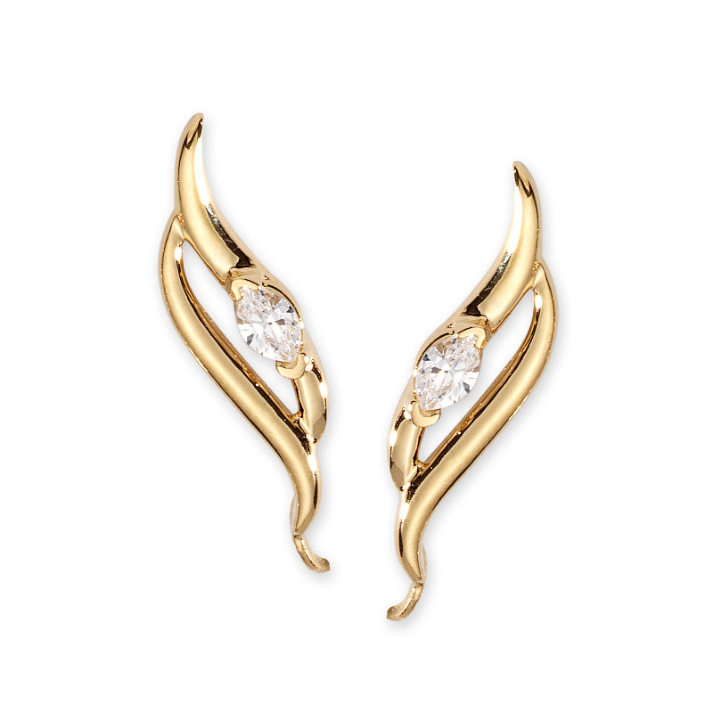 1/3ct. Twt. Marquise Diamond Ear Pin Earrings 14k Yellow Gold