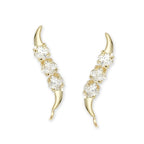 14k Yellow Gold Princess Cut Triple CZ Ear Pin Earrings