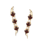 14k Yellow Gold Square Garnet & CZ Ear Pin Earrings