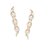 14k Yellow Gold Princess Cut Cubic Zirconia Ear Pin Earrings