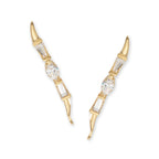 14k Yellow Gold Marquise Cubic Zirconia & Baguet CZ Ear Pin Earrings