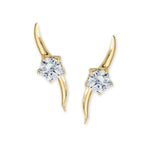 Cubic Zirconia 5 Petal Flower Cut Ear Pin Earrings in 14kt Yellow Gold 