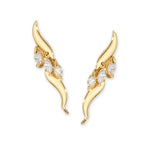Ear Climbers Triple Marquise Cubic Zirconias Ear Pin Earrings 10k Yellow Gold