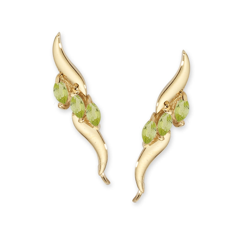 Ear Climbers Triple Marquise Birthstones Ear Pin Earrings 10k Yellow Gold