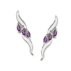 Ear Climbers Triple Marquise Birthstones Ear Pin Earrings 10k White Gold