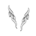 Ear Climbers Triple Marquise Cubic Zirconias Ear Pin Earrings 10k White Gold