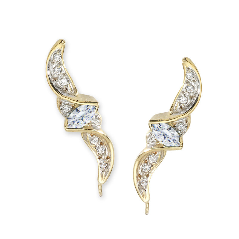 Cubic Zirconia Ear Pin Earrings in 14k Yellow Gold