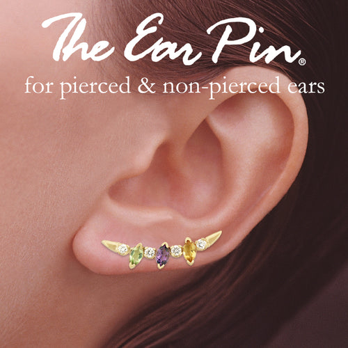 Marquise Multi Gemstones with Diamonds Gold Ear Pin Earrings