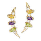 Marquise Multi Gemstones with Diamonds Gold Ear Pin Earrings