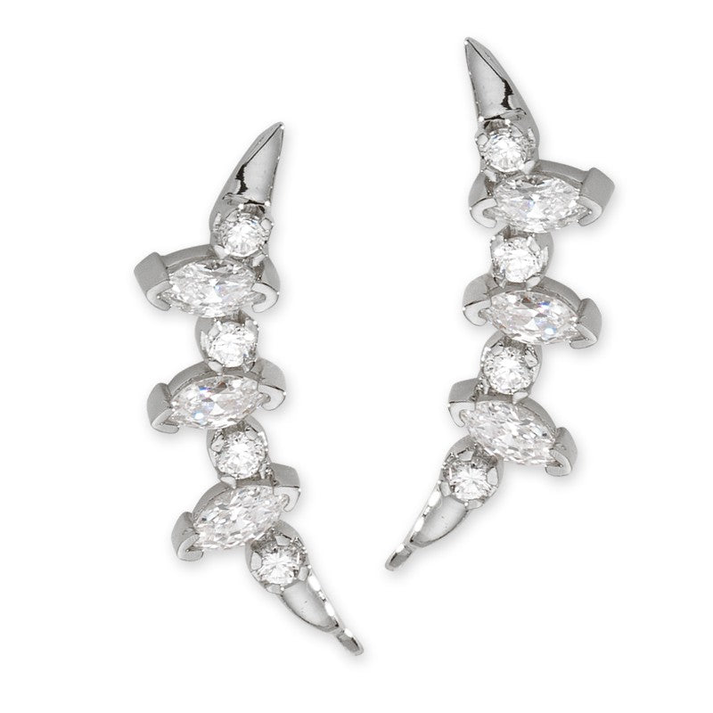 Cubic Zirconia Marquise&Rounds Gold Ear Pin Earrings