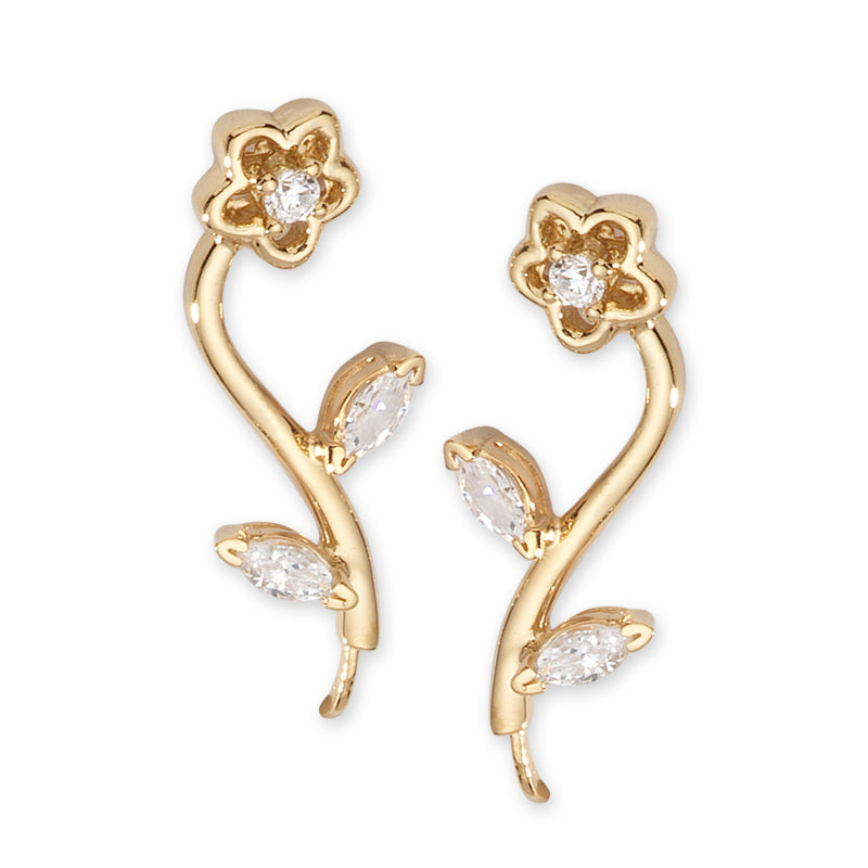 Cubic Zirconia Ear Pin Earrings
