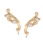 14k Yellow Gold Cubic Zirconia Marquise Ear Pin Earrings