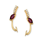 Ruby & Diamond Marquise Ear Pin Earrings in 14k Yellow Gold