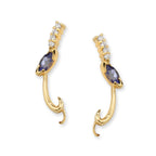 14k Yellow Gold Marquise Tanzanite & Cubic Zirconia Ear Pin Earrings
