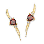 Garnet & Cubic Zirconia Ear Pin Earrings in 14k Yellow Gold