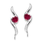14k White Gold Gold Heartshape Ruby Swirl Ear Pin Earrings