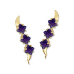 Amethyst Ear Pin Earrings in 14k Yellow Gold