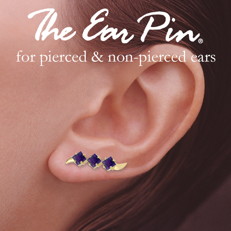 Amethyst Ear Pin Earrings in 14k Yellow Gold
