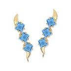 Blue Topaz Ear Pin Earrings in 14k Yellow Gold