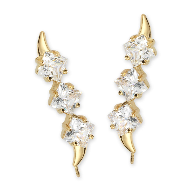 Cubic Zirconia Ear Pin Earrings in 14k Yellow Gold