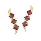 Garnet Ear Pin Earrings in 14k Yellow Gold