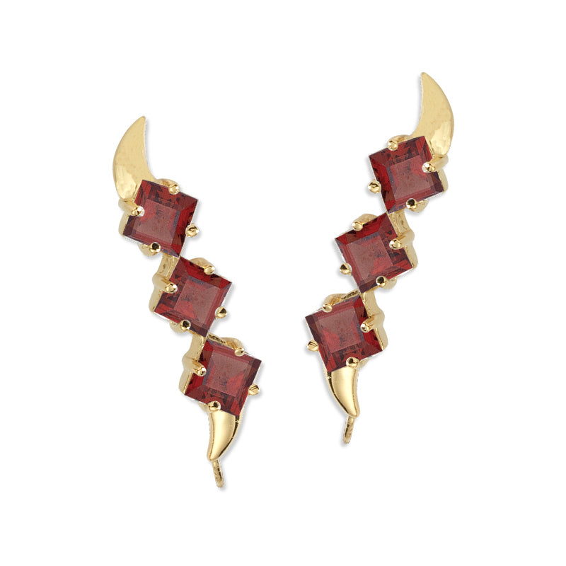 Garnet Ear Pin Earrings in 14k Yellow Gold