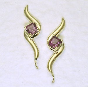 Amethyst Ear Climber Earrings - Ear Pin - 14k Yellow Gold