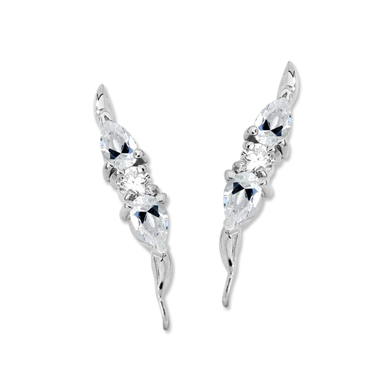 Cubic Zirconia Pear Shapes Ear Pin Earrings in 14k White Gold