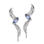 Tanzanite Marquise & CZ Gold Ear Pin Earrings