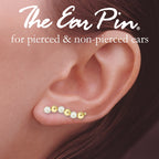 Ear Pin Ear Climber Earrings Swarovski Crystal Pearls-Gold Beads 10k Yellow Gold