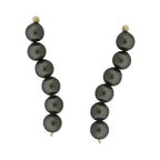 10k Gold Swarovski Dark Grey Crystal Pearls Ear Pin Earrings