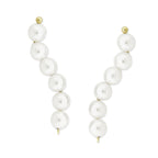 10k Gold Swarovski Crystal White Pearls Ear Pin Earrings