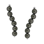 10k White Gold Swarovski Dark Grey Crystal Pearls Ear Pin Earrings