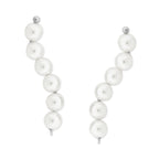 10k White Gold Swarovski Crystal White Pearls Ear Pin Earrings