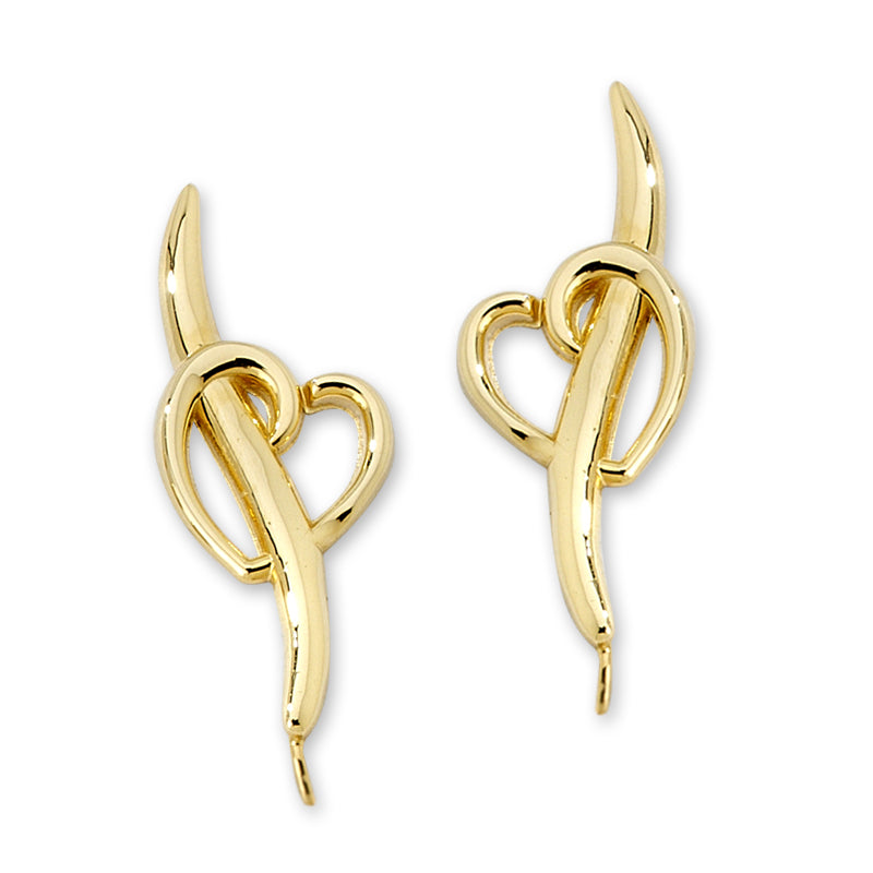 Heart Gold Ear Pin Earrings