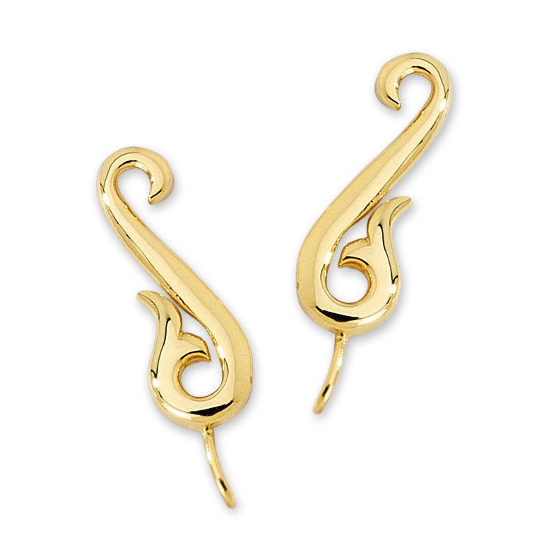 Polished 14k Gold Ear Pin Earrings